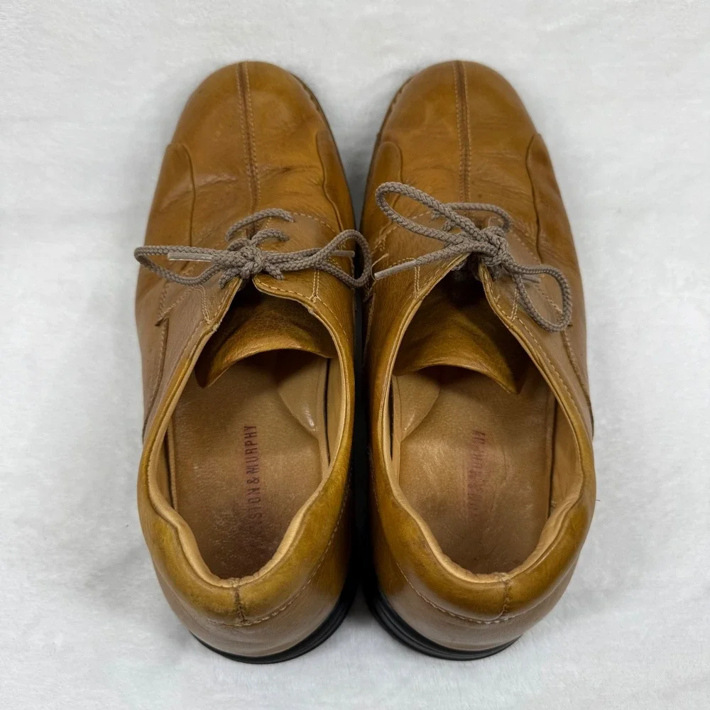 Johnston &‎ Murphy Mens Tan Leather Square Toe Oxford Shoes 20-7233 Size 11M